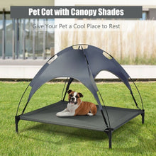 Load image into Gallery viewer, Portable Elevated Outdoor Pet Bed with Removable Canopy Shade
