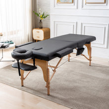Load image into Gallery viewer, Portable Massage table,2 Section Wooden Adjustable Folding Massage Table,PU leather Spa Bed
