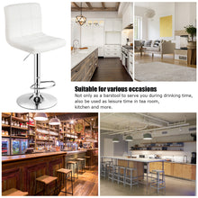 Load image into Gallery viewer, Adjustable Armless Bar Stool Swivel Kitchen Counter Bar Chair PU Leather White Mid Back
