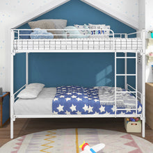 Load image into Gallery viewer, Twin-Over-Twin Bunk Bed with Metal Frame and Ladder, Space-Saving Design

