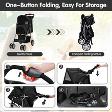 Load image into Gallery viewer, Foldable 4-Wheel Pet Stroller with Storage Basket
