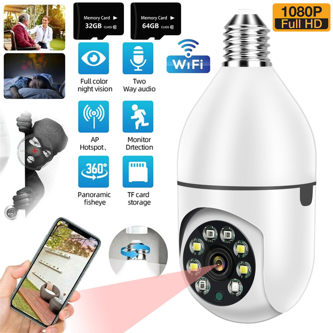 Pet camera E27 Surveillance Camera LED Light Bulb Socket 360° 2.4G WiFi Security Protection 1080P Spotlight Automatic Human Tracking