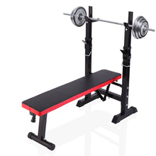 Load image into Gallery viewer, Adjustable Folding Multifunctional Workout Station Adjustable Workout Bench with Squat Rack - balck red XH
