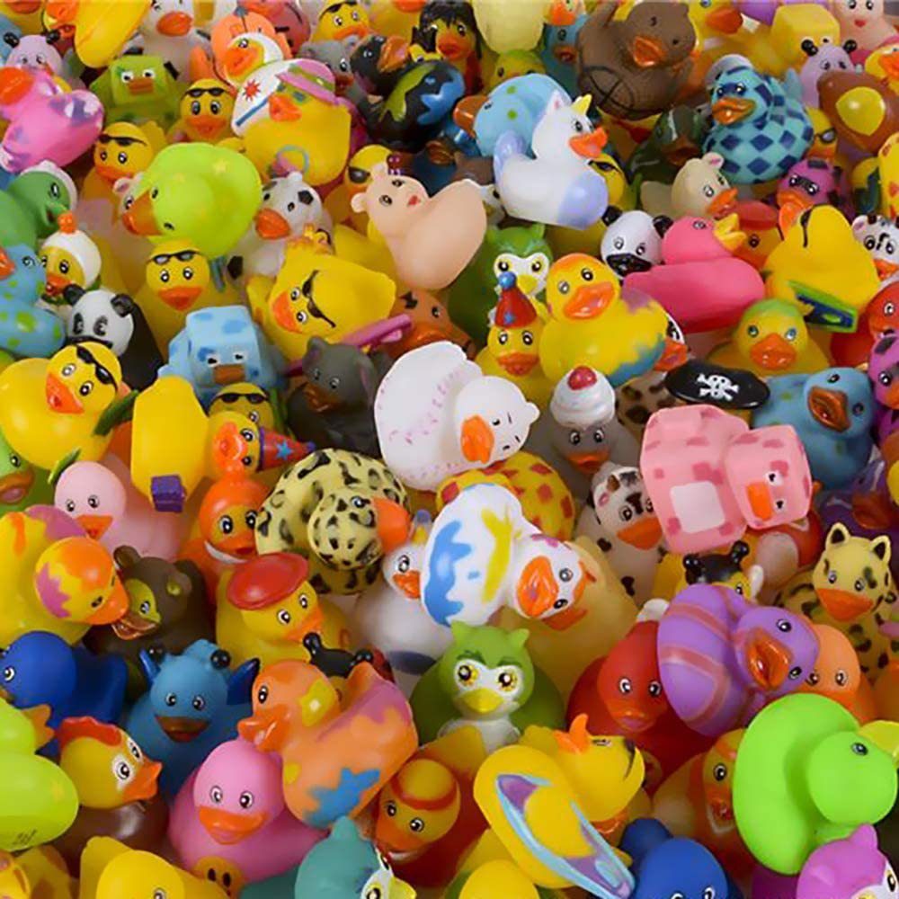 Assorted Rubber Ducks Toy Duckies for Kids and Toddlers;  Bath Birthday Baby Showers Classroom;  Summer Beach and Pool Activity;  2