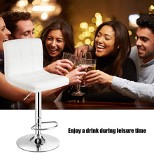 Load image into Gallery viewer, Adjustable Armless Bar Stool Swivel Kitchen Counter Bar Chair PU Leather White Mid Back
