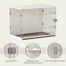 Load image into Gallery viewer, 34&quot; Length Elegant Wooden Structure White Dog Cage Crate, End Table with movable salver, Decorative Dog House Cage Indoor Use, Furniture style, with wide table top
