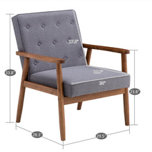 Load image into Gallery viewer, (75 x 69 x 84)cm Retro Modern Wooden Single Chair, Grey Fabric  YJ
