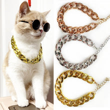 Load image into Gallery viewer, Pet gold collar Dog Chain Collar Keji Teddy Fadou domineering big gold necklace cat playing cool jewelry big gold chain
