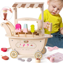 Load image into Gallery viewer, Ice Cream Cart for Kids Ice Cream Truck Toys for Kids Wooden Playset Toy Candy Cart Trolley Truck Pretend Play for Toddlers
