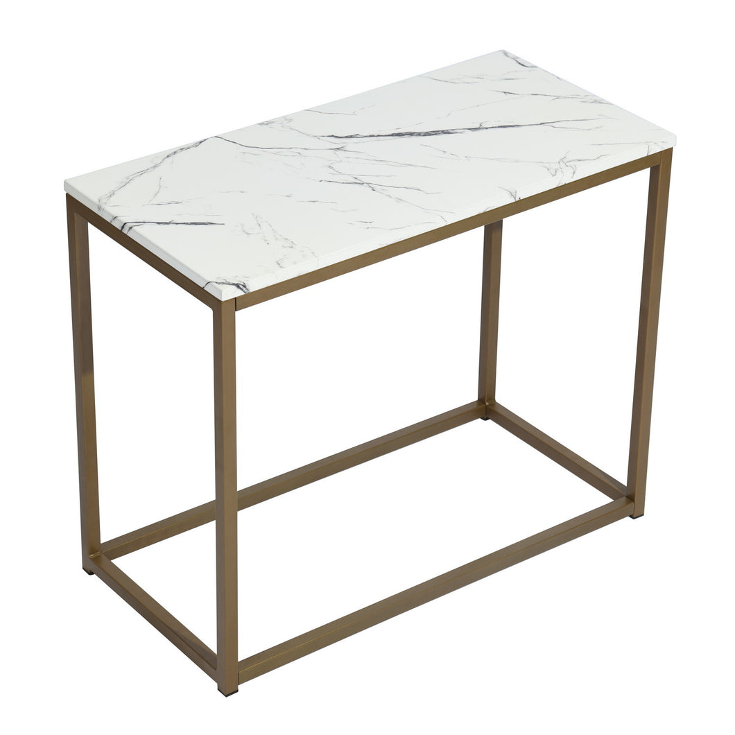 Modern Open Rectangular Wood Side End Accent Table Living Room Storage Small End Table, 28 Inch, Marble