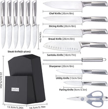 Load image into Gallery viewer, Kitchen Knife Set;  LapEasy 15 Piece Knife Sets with Block Chef Knife Stainless Steel Hollow Handle Cutlery with Manual Sharpener
