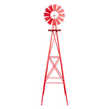 Load image into Gallery viewer, 8FT Weather Resistant Yard Garden Windmill Red
