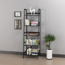 Load image into Gallery viewer, WTZ Bookshelf, Ladder Shelf, 5 Tier Bamboo Bookcase, Modern Open Book Case for Bedroom, Living Room, Office, BC-238 Black
