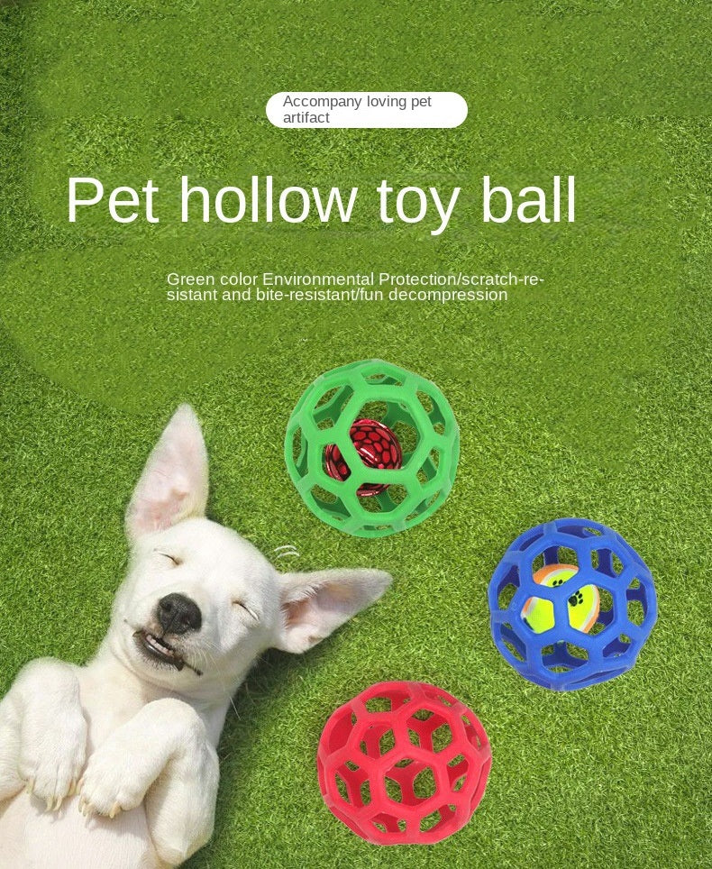 Dog toy hollow ball bite-resistant elastic rubber ball bell pet toy; Jingle Bell Toy Ball