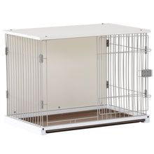 Load image into Gallery viewer, 34&quot; Length Elegant Wooden Structure White Dog Cage Crate, End Table with movable salver, Decorative Dog House Cage Indoor Use, Furniture style, with wide table top
