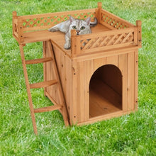 Load image into Gallery viewer, New Style Wood Pet Dog House With Roof Balcony And Bed Shelter
