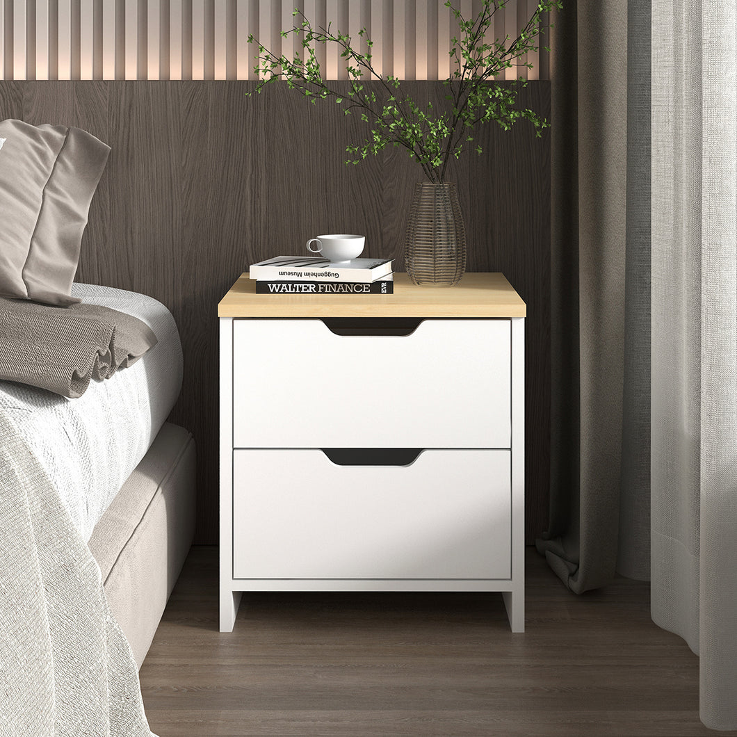 18.9'' Tall 2 - Drawer Nightstand in White/Beige