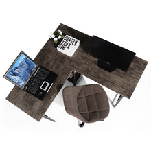 Load image into Gallery viewer, L-Shaped Corner Computer Desk with Open Shelves, Vintage Brown
