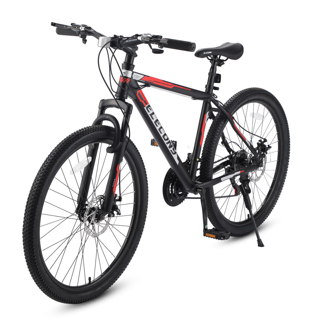 S26102 Elecony 26 Inch Mountain Bike; Shimano 21 Speeds with Mechanical Disc Brakes; High-Carbon Steel Frame; Suspension MTB Bikes Mountain Bicycle for Adult & Teenagers