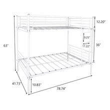 Load image into Gallery viewer, Twin-Over-Twin Bunk Bed with Metal Frame and Ladder, Space-Saving Design
