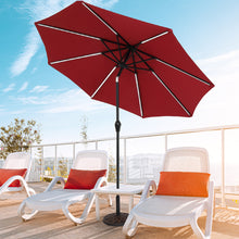 Load image into Gallery viewer, 9FT Strip Light Umbrella Waterproof Folding Sunshade Wine with out Red Resin Baseis-dk
