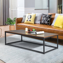 Load image into Gallery viewer, 43.3in Modern Industrial Style Rectangular Wood Grain Top Coffee Table w/ Metal Frame
