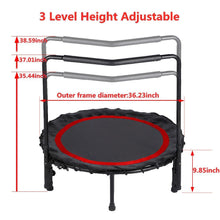 Load image into Gallery viewer, 36&quot;Foldable Mini Trampoline,Fitness Trampoline with Adjustable Handrail and Safety
