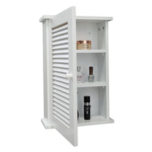 Load image into Gallery viewer, Wall Mounted Cabinet;  Hanging Medicine Cabinet with 3 Tiers;  Single Louvered Door;  Floating Cupboard for Home Bathroom Bedroom;  White
