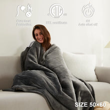 Load image into Gallery viewer, Heated Blanket Electric Blanket Throw with 5 Heating Levels &amp; 4 Hours Auto Off;  Electric Blanket Super Cozy Machine Washable;  Sherpa Electric Throw with Fast Heating(50 x 60 Inches;  Grey)
