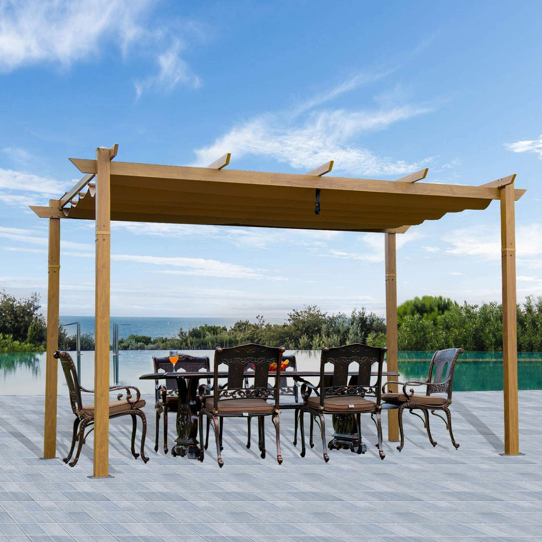 Outdoor Living  Outdoor Retractable Pergola with Weather-Resistant Canopy Aluminum Gar