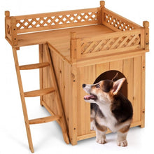 Load image into Gallery viewer, New Style Wood Pet Dog House With Roof Balcony And Bed Shelter
