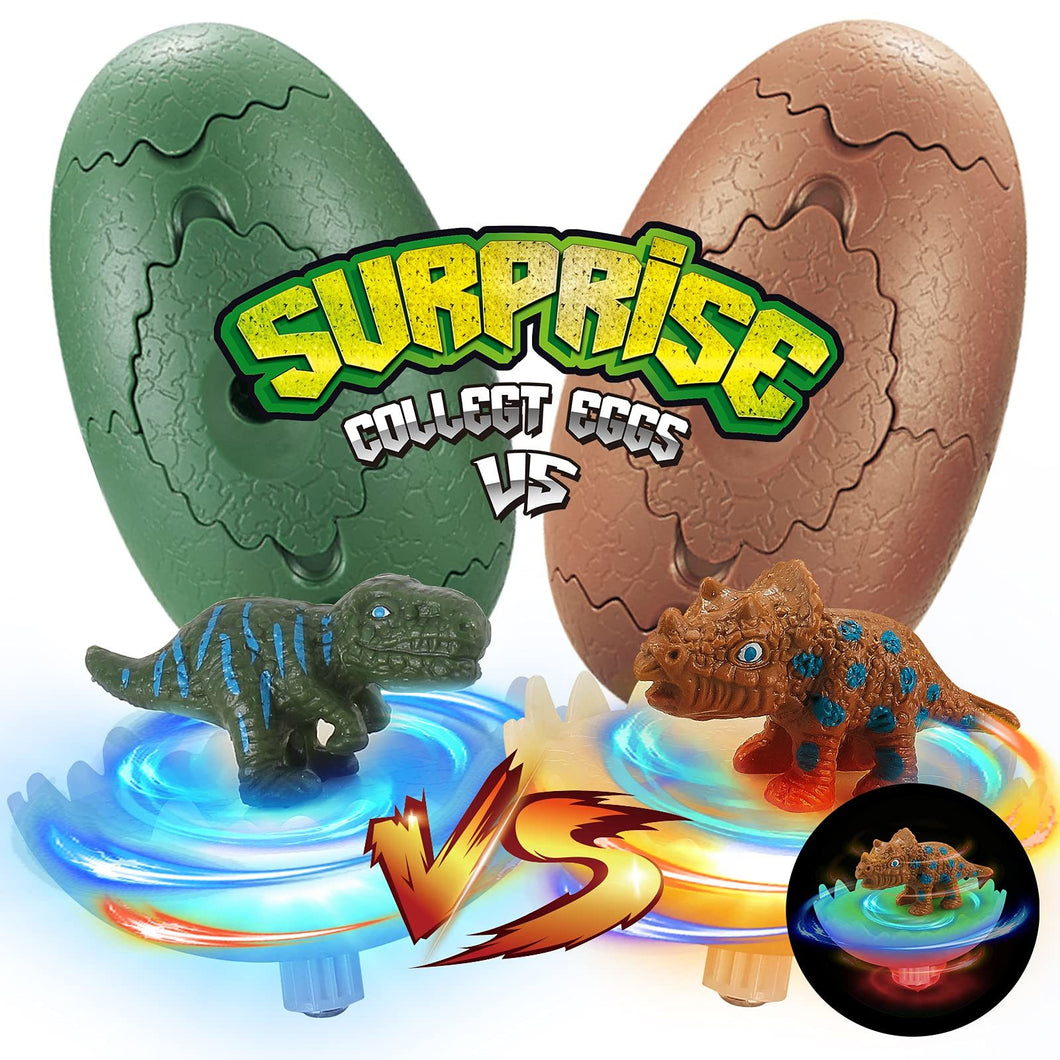 Light Up Dinosaur Egg spinning Toys Dino Eggs Battle Top Toys Games of Christmas Easter Gift for 3-9 Year Old Boy