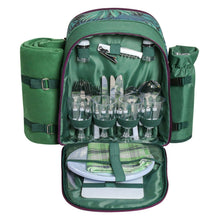 Load image into Gallery viewer, Picnic Backpack Set With Cutlery Kit Cooler Compartment Blanket For 4 Persons Picnic Bag with Tableware for Outdoor Camping BBQ
