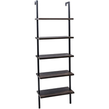 Load image into Gallery viewer, 5-Shelf Wood Ladder Bookcase with Metal Frame, Industrial 5-Tier Modern Ladder Shelf Wood Shelves XH
