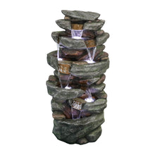Load image into Gallery viewer, Outdoor Fountain 40.5inches High Rocks Outdoor Water Fountain with LED Lights
