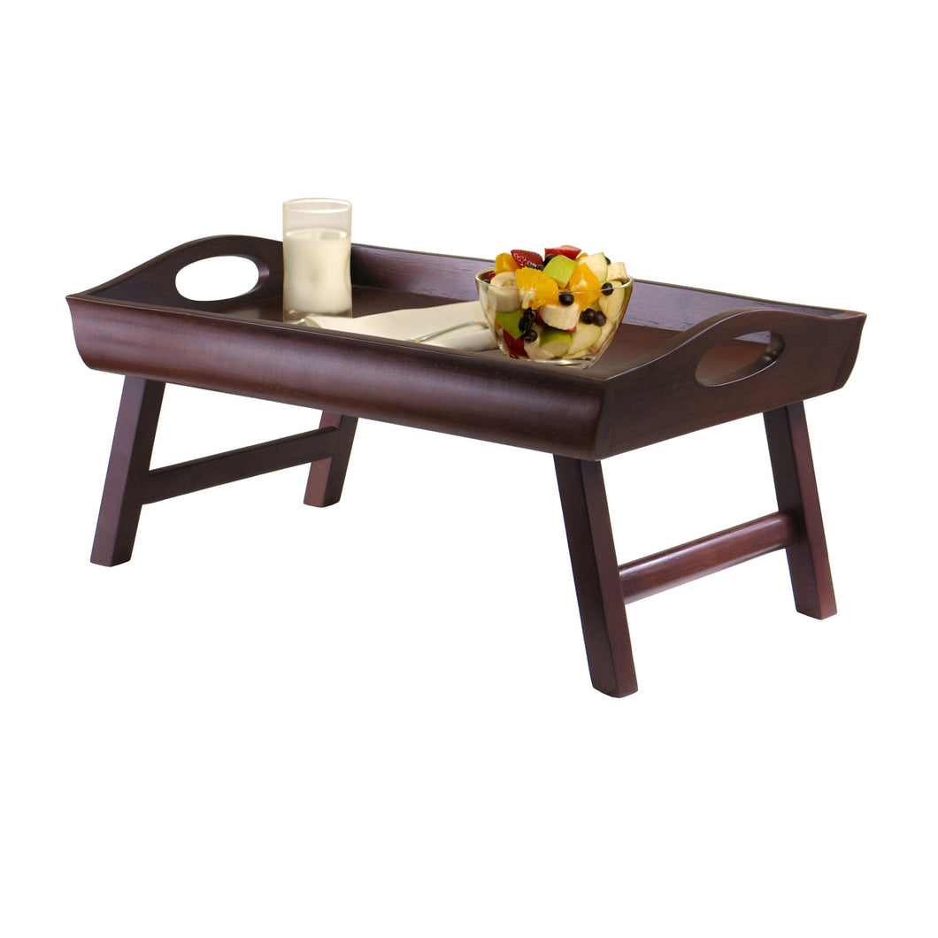 Winsome Wood Espresso & Wood Sedona Bed Tray Curved Side, Foldable Legs, Large Handle,Antique Walnut