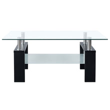 Load image into Gallery viewer, Coffee Table Black and Transparent 37.4&quot;x21.7&quot;x15.7&quot; Tempered Glass
