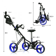 Load image into Gallery viewer, Outdoor Recreation Games 3 Wheels Foldable Push Pull Golf Trolley
