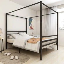 Load image into Gallery viewer, Metal Canopy Bed Frame, Stable and durable metal platform , Queen Black
