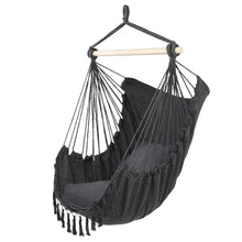 Load image into Gallery viewer, Tassel Hammock Chair Hanging Rope Swing Seat with 2 Cushions
